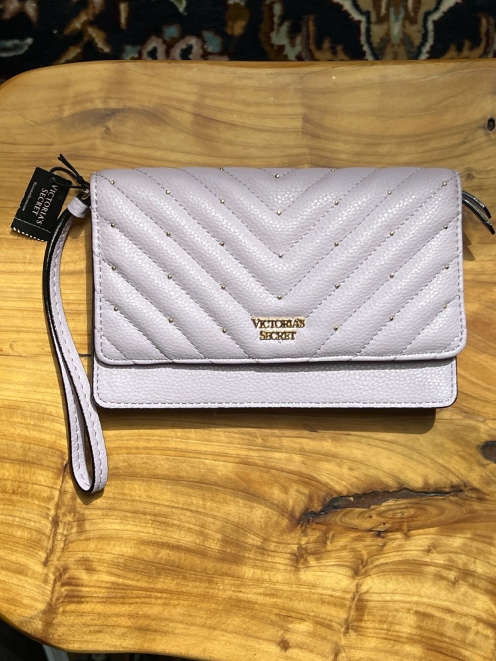 Victoria’s Secret Quilted Wristlet Wallet Blush Pink Studded NWT Clutch